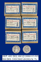 TESORERIA CENTRALE DELLO STATO. Le scatoline di cartone contenenti le monete degli Stati preunitari, con le relative etichette, suddivise per per autorità, zecca, millesimo e quantità accantonate. © MEF-BdI.
