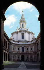 Cortile del Palazzo della Sapienza e Chiesa di S.Ivo di F.Borromini - sede dal 1936 dell'Archivio di Stato di Roma